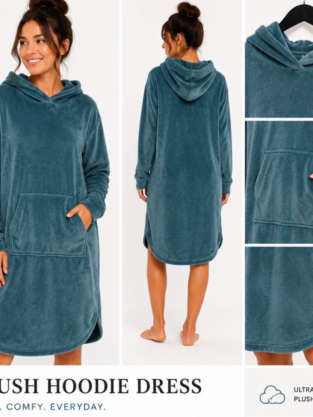 32 Degrees Teal Hooded Plush Robe